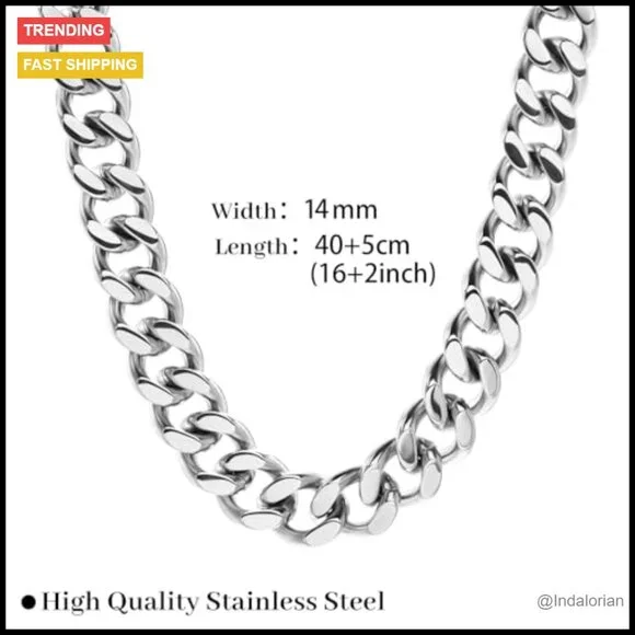 14K Gold Plated Chunky Cuban Link Chain Necklace Adjustable - Picture 6 of 7